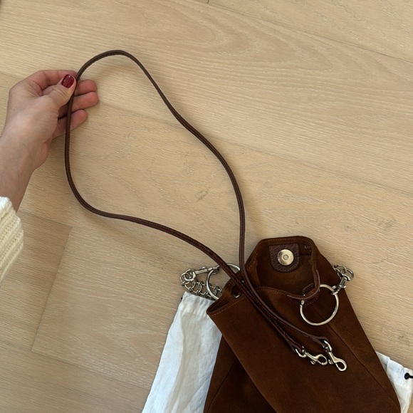 Little Liffner brown suede small bag, two straps + dust bag - Picture 5 of 9